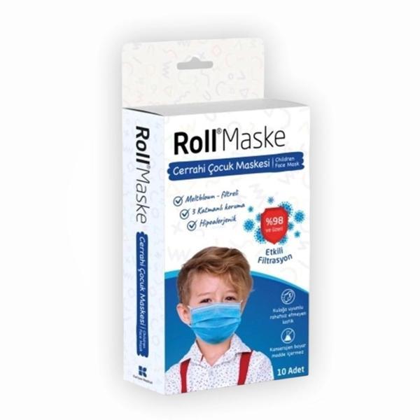 Roll Erkek Çocuk 3 Katlı Telli Cerrahi Maske 10'lu Kutu - Image 1