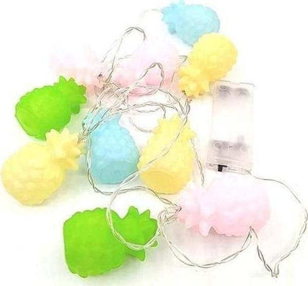 BUFFER® Karışık Renk Dekoratif Ananas Dolama 10’lu Şerit Led Işık Zinciri - Image 1