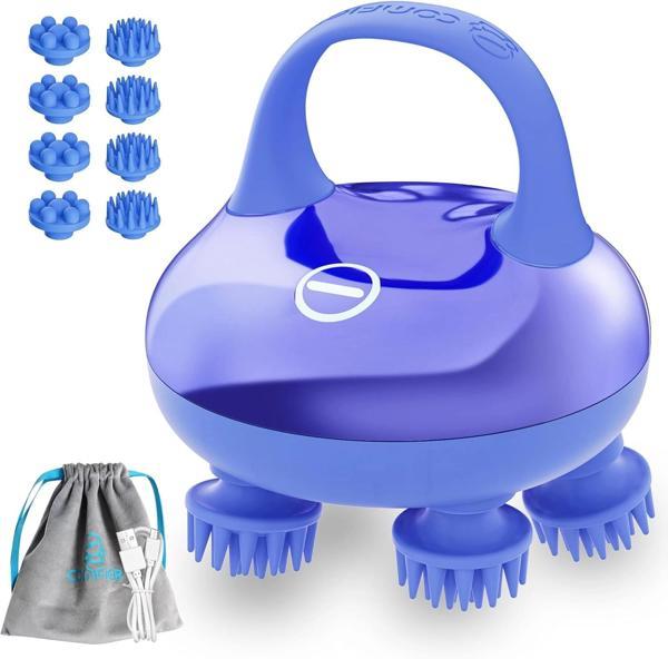COMFIER 8 Pençeli Su Geçirmez Kablosuz Baş Masajı - Mavi - Image 1