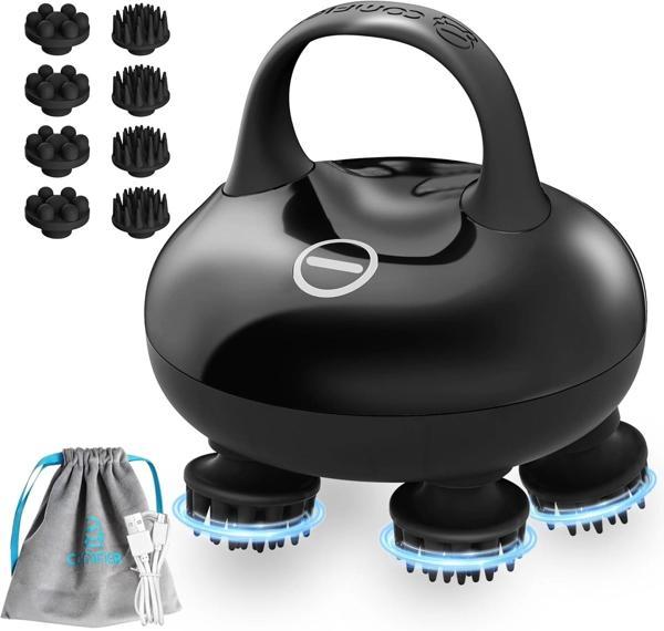 COMFIER 8 Pençeli Su Geçirmez Kablosuz Baş Masajı - Siyah - Image 1