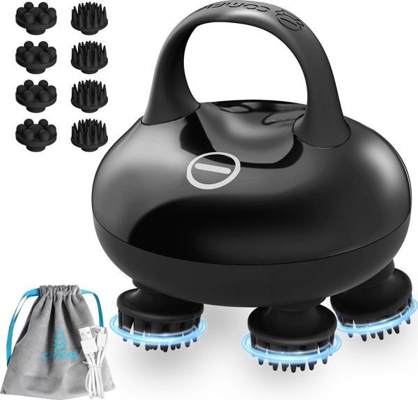 COMFIER 8 Pençeli Su Geçirmez Kablosuz Baş Masajı - Siyah - Image 1
