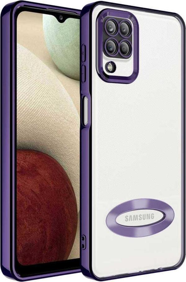 Coverzone Galaxy A12 Ile Uyumlu Kılıf Kamera Korumalı Logo Gösteren Colored Z-omega Derin Mor - Image 1
