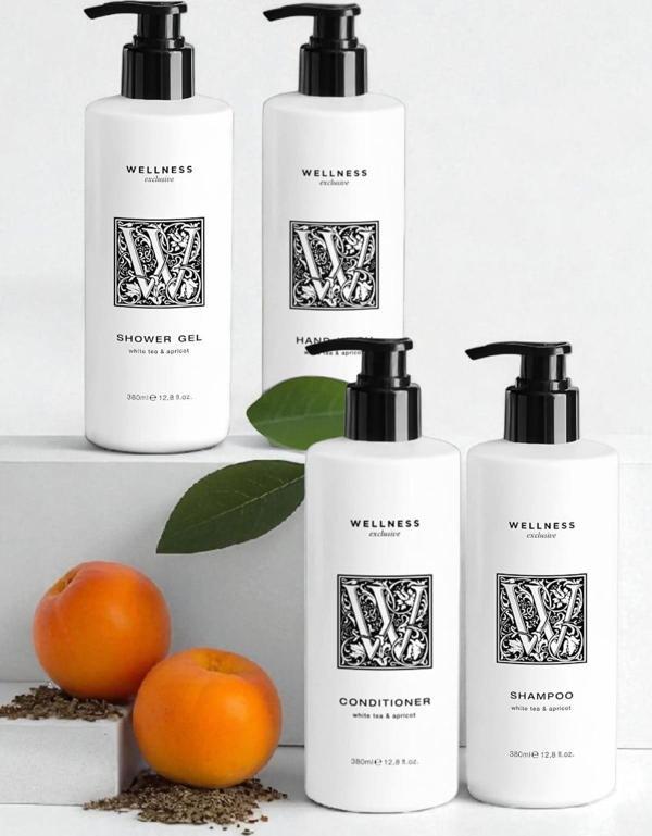 Wellness Exclusive White Tea & Apricot Shampoo 380 ml + Conditioner 380 ml + Shower Gel 380 ml  + Hand Wash 380 ml - Image 1