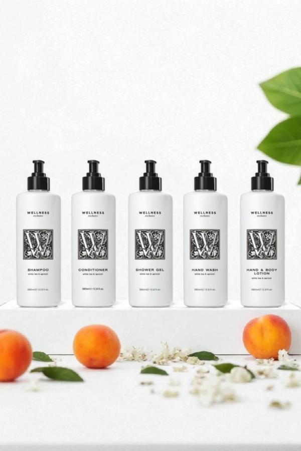 Wellness Exclusive White Tea & Apricot Shampoo 380 ml+Conditioner 380 ml+Shower Gel 380 ml+Hand Wash 380 ml+Hand & Body  - Image 1