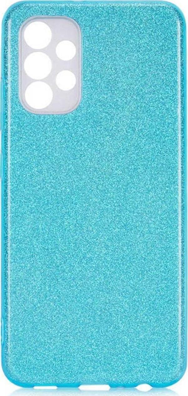 Coverzone Galaxy A13 4g Ile Uyumlu Kılıf Simli Parlak Çift Katmanlı Shining Silikon Mavi - Image 1