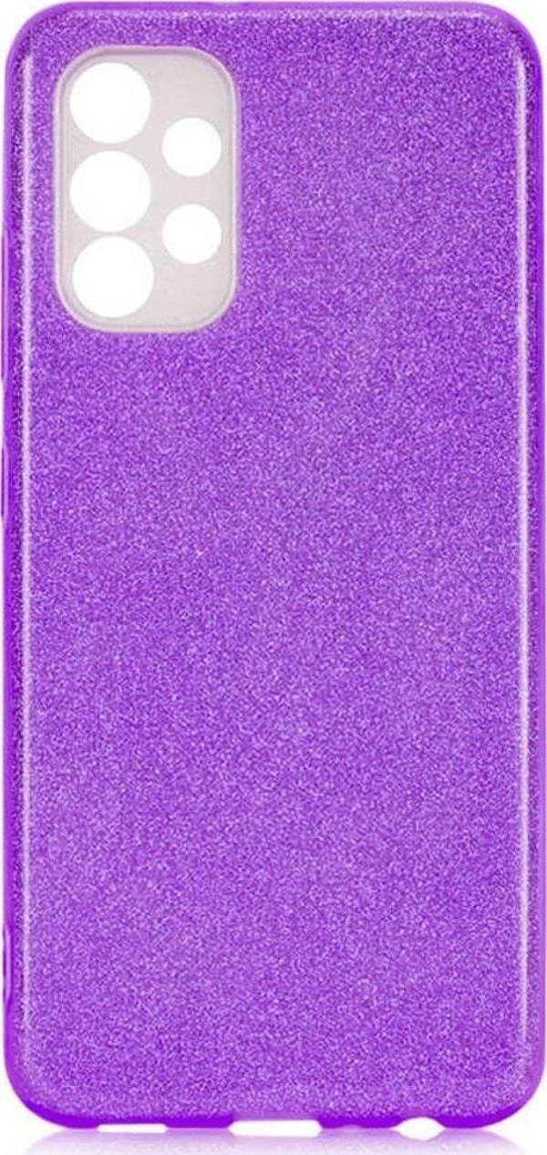 Coverzone Galaxy A13 4g Ile Uyumlu Kılıf Simli Parlak Çift Katmanlı Shining Silikon Mor - Image 1