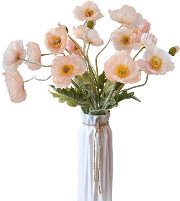 Yapay Çiçek Gelincik Çiçeği Yavruağzı Renk 3 Çiçek 1 Tomurcuk 59Cm - Image 1