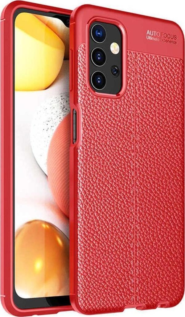 Coverzone Galaxy A23 Ile Uyumlu Kılıf Niss Silikon Deri Görünümlü Kırmızı - Image 1