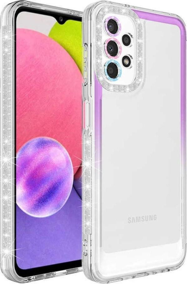 Coverzone Galaxy A13 4g Ile Uyumlu Kılıf Taşlı Ve Renk Geçiş Tasarımlı Lens Korumalı Park Kapak - Image 1