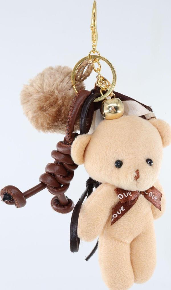 Anahtarlık Çanta Charm. Ayna Süsü. Çanta Aksesuarı. Anahtarlık Peluş Ayıcık Top Örme Ip Çanta Charmı - Image 1