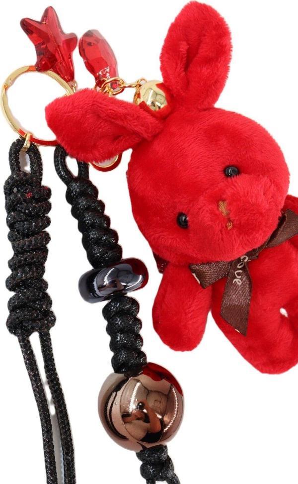 Anahtarlık Çanta Charm. Ayna Süsü. Çanta Aksesuarı. Anahtarlık Peluş Tavşan Örme Ip Çanta Charmı. - Image 1