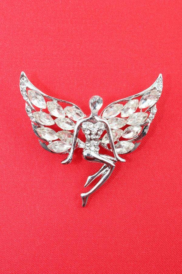 Pırlanta Melek Broş. Yaka Iğnesi Broş. Kadın Broş. Taşlı Broş. Gold Broş. Melek Peri Kızı Broş - Image 1