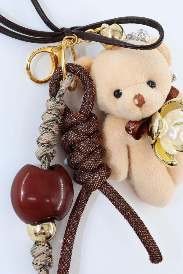Anahtarlık Çanta Charm. Ayna Süsü.çanta Aksesuarı.anahtarlık Peluş Ayıcık Çiçek Örme Ip Çanta Charmı - Image 1