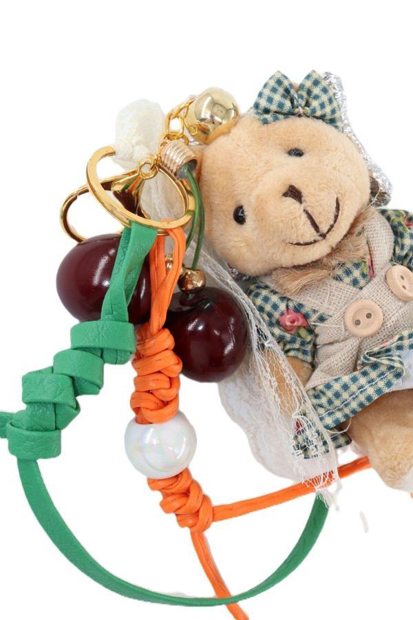Anahtarlık Çanta Charm.ayna Süsü. Çanta Aksesuarı.anahtarlık Peluş Ayıcık Örme Ip Kiraz Çanta Charmı - Image 1
