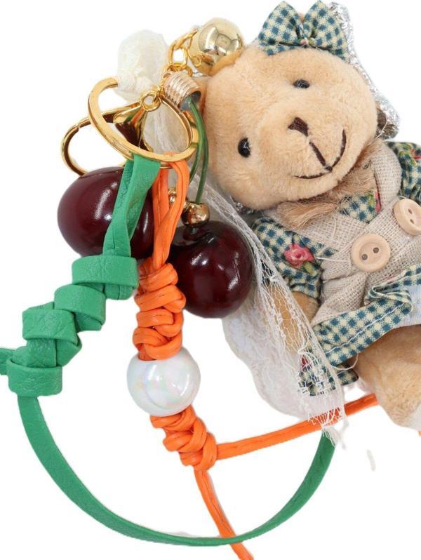 Anahtarlık Çanta Charm.ayna Süsü. Çanta Aksesuarı.anahtarlık Peluş Ayıcık Örme Ip Kiraz Çanta Charmı - Image 1