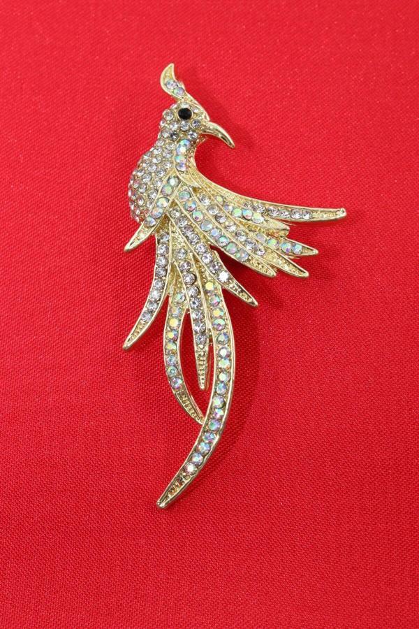 Anka Kuşu Broş. Taşlı Tasarım Anka Kuşu Broş Yaka Iğnesi Broş. Kadın Broş. Broş. Gold Broş. - Image 1