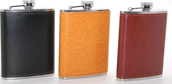 Paslanmaz Çelik Tekli 8 Oz Derili Matara  Alk2661 - Image 1