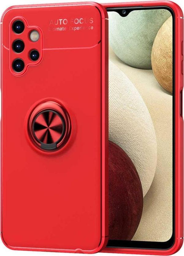 Coverzone Galaxy A13 4g Kılıf Ravel Yüzük Tutuculu Standlı Silikon Kırmızı - Image 1