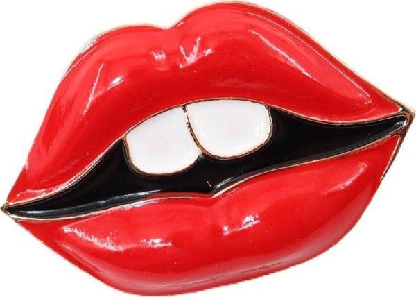 Red lips broş. Yaka iğnesi kırmızı dudak broş. Tasarım dudak broş. Kadın broş. Dudak broş. - Image 1