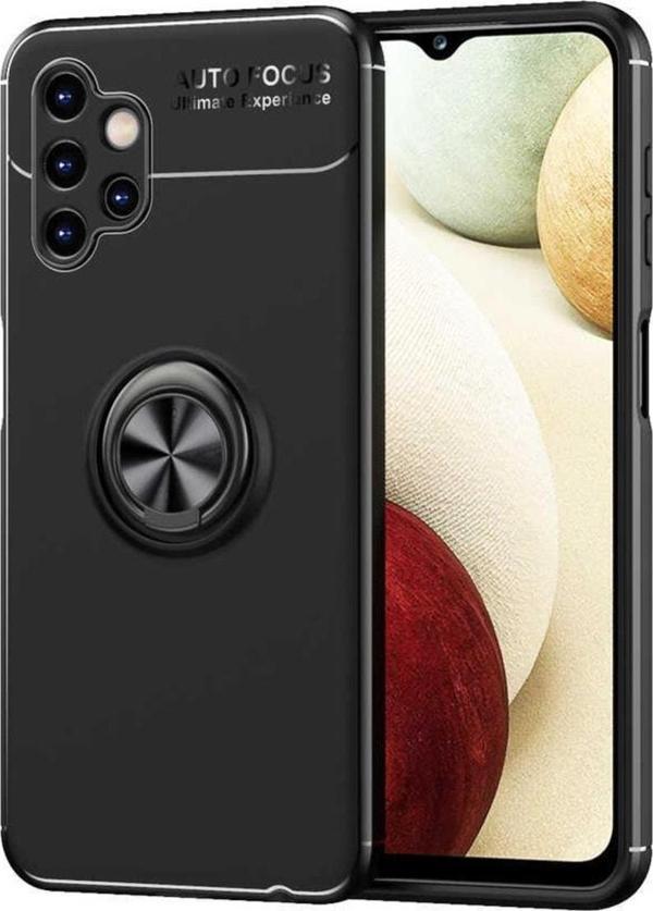 Coverzone Galaxy A13 4gkılıf Ravel Yüzük Tutuculu Standlı Silikon Siyah - Image 1