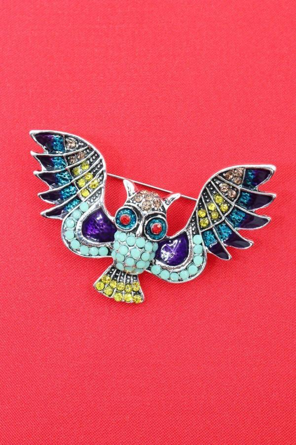 Baykuş Broş. Taşlı Broş. Yaka Iğnesi Broş. Kadın Broş. Erkek Broş. Unisex Broş. Broş Baykuş. - Image 1