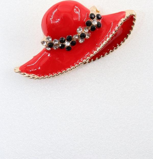 Şapka broş. Taşlı tasarım şapka broş. Yaka iğnesi kadın şapka broş. Kadın broş. Broş. - Image 1