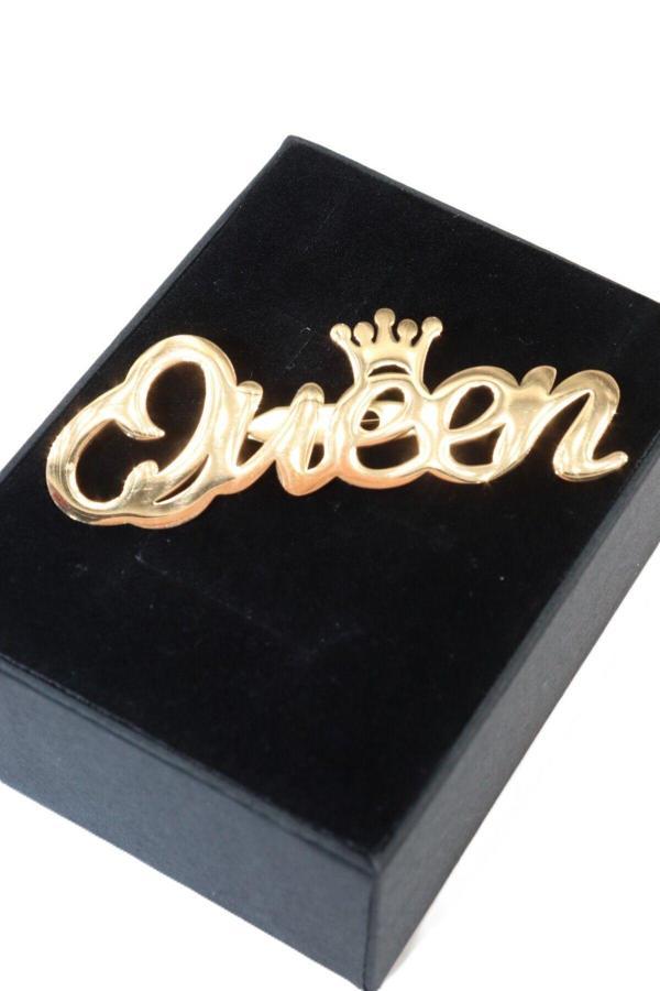 Çelik gold kraliçe broş. Yaka iğnesi queen broş. Çelik tasarım queen broş. Kadın broş. Kraliçe broş. - Image 1
