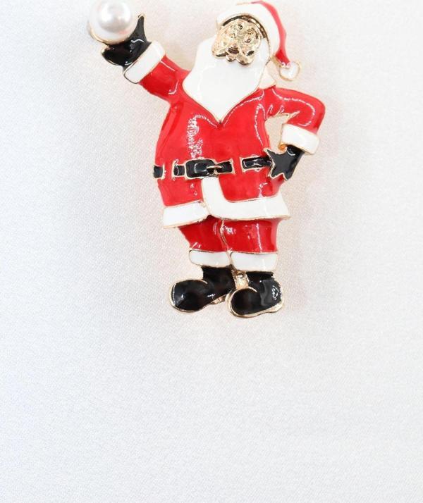 İncili noel baba broş, incili tasarım broş. Yaka iğnesi broş. Kadın broş. Broş. Noel baba broş. - Image 1