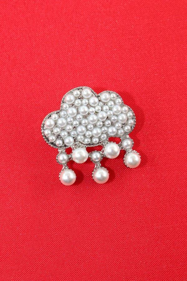 İncili yağmur bulutu broş, incili bulut broş. Yaka iğnesi lale broş. Kadın broş. Broş. Bulut broş. - Image 1