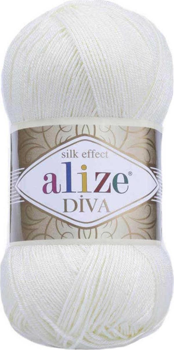 Alize Diva -1055 Beyaz - 1 Paket Fiyatıdır Mikrofiber Akrilik - Image 1
