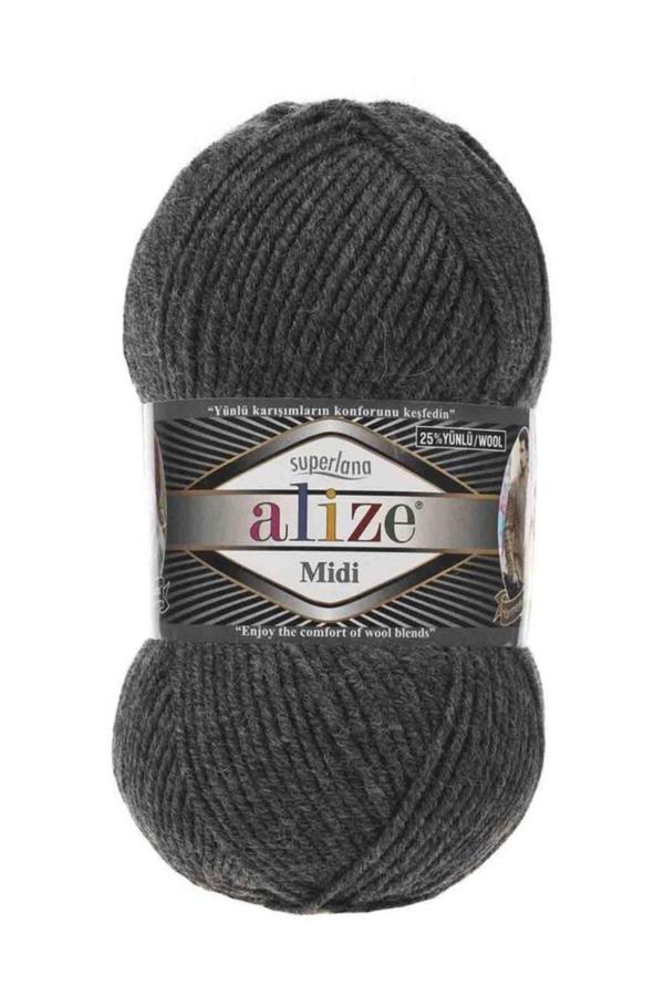 Alize Superlana Midi (İnce) Örgü Ipi - 196 Koyu Gri Malanj - 100 Gr. 170 Mt. Ip - Image 1