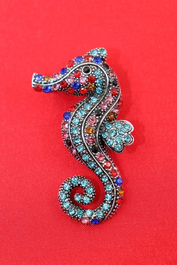 Deniz atı broş. Taşlı tasarım denizatı broş. Kadın broş. Broş. Erkek broş. Unisex. - Image 1