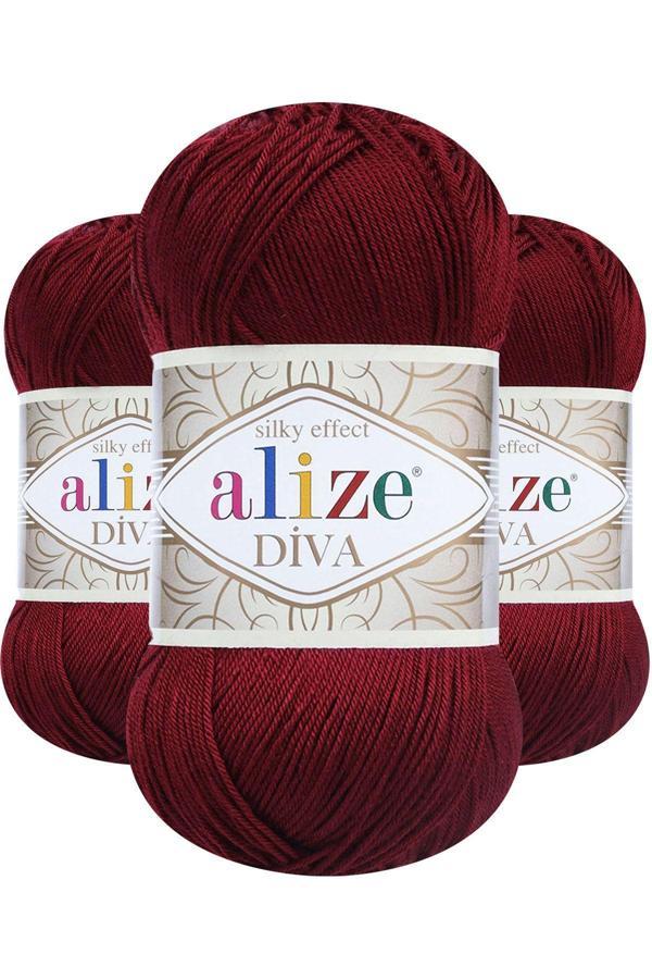 Alize Diva 57 (Bordo) Amigurumi El Örgü Ipi 5 Adet - Image 1