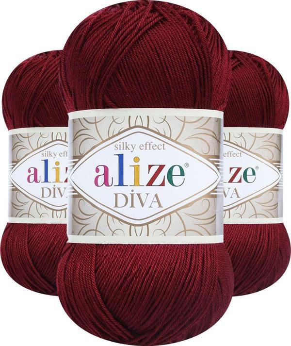 Alize Diva 57 (Bordo) Amigurumi El Örgü Ipi 5 Adet - Image 1
