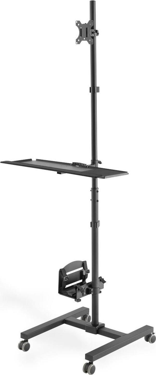 DIGITUS Mobile workstation (Monitor Mount, PC Holder) max. 8 kg load,32  screen max., black - Image 1