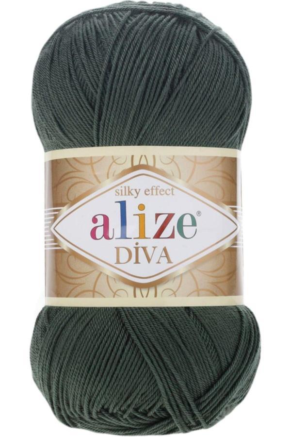 Alize Diva Merserize El Örgü Ipi Renk Kodu:131-Haki - Image 1
