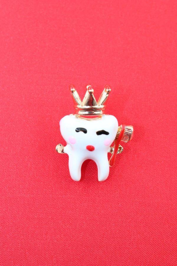 Diş broş. Taşlı tasarım diş broş. Yaka iğnesi broş. Kadın broş. Erkek broş. Broş. Unisex - Image 1