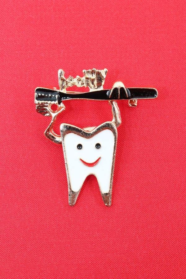 Diş broş. Yaka iğnesi diş broş. Kadın broş. Erkek broş. Broş. Unisex - Image 1