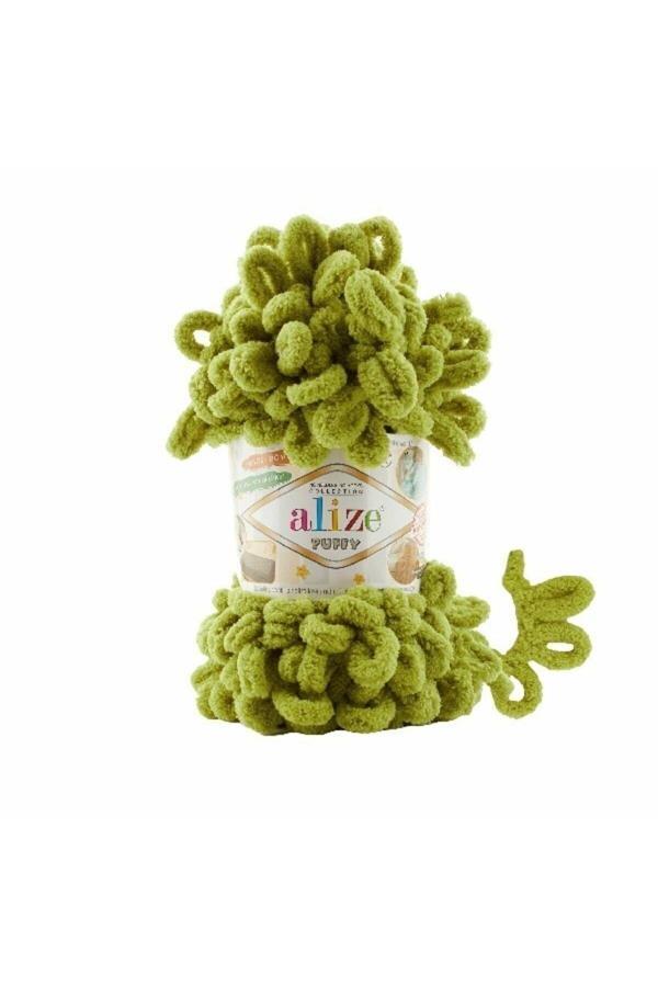 Alize Puffy (5 Adet ) El Örgü Ipliği 5'Li Paket - 11 Fıstık Yeşili - 100 Gr. 9 Mt. Parmak Örgü Ipi - Image 1