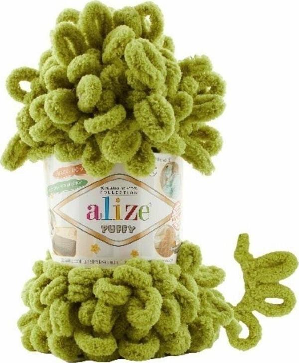 Alize Puffy (5 Adet ) El Örgü Ipliği 5'Li Paket - 11 Fıstık Yeşili - 100 Gr. 9 Mt. Parmak Örgü Ipi - Image 1
