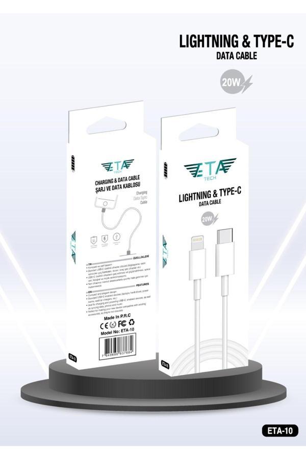 Eta Tech Apple İphone Uyumlu Lightning Hızlı Şarj Tye C Lightning Şarj Kablosu Type C Kablo 20W 1Metre - Image 1