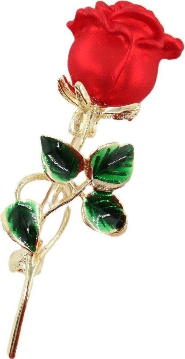 Tomurcuk kırmızı gül broş. Yaka iğnesi gül broş. Kırmızı gül broş. Kadın broş. Erkek broş. Gül broş. - Image 1