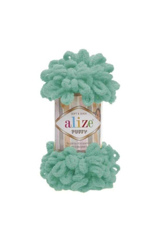 Alize 5 Adet Puffy Elle Örülen Kadife İp No 490 Mint - Image 1