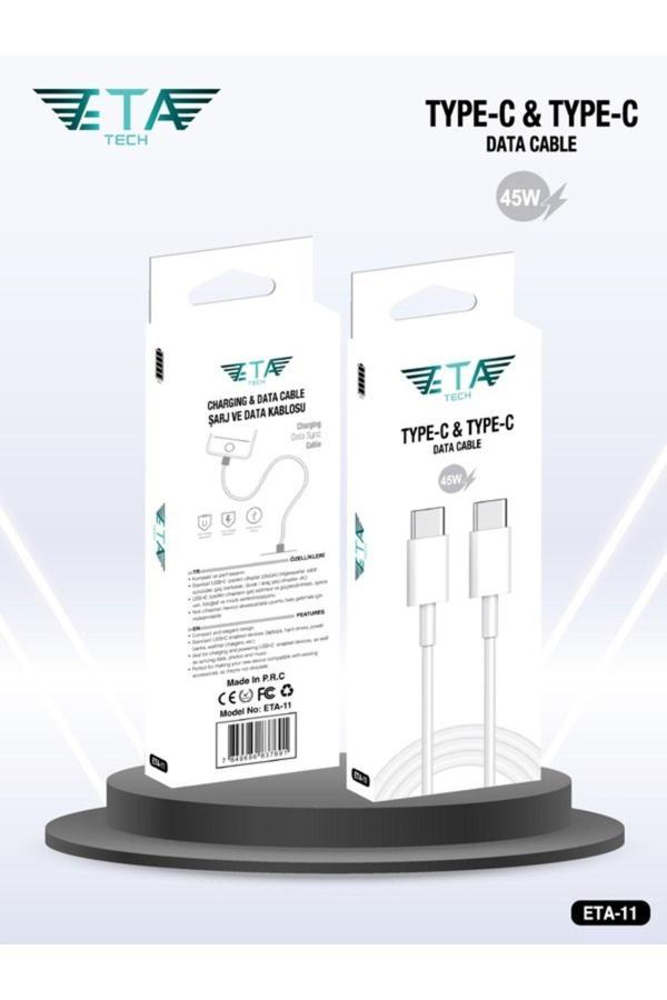 Eta Tech Samsung Galaxy S24 Uyumlu 45 Watt Hızlı Şarj Kablosu - Usb-C Kablo - Beyaz - Image 1