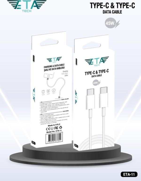 Eta Tech Samsung Galaxy S24 Uyumlu 45 Watt Hızlı Şarj Kablosu - Usb-C Kablo - Beyaz - Image 1