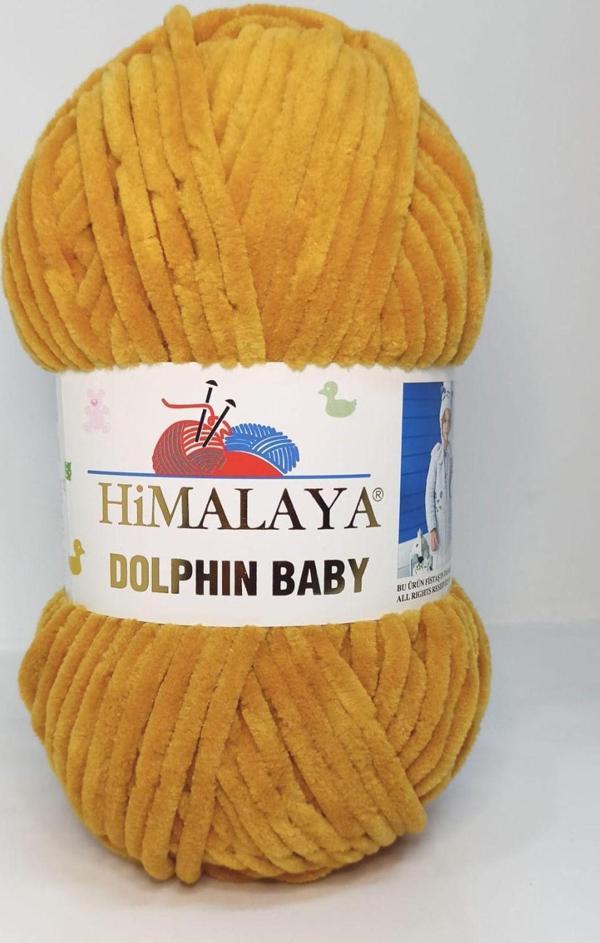 Himalaya Dolphin Baby Kadife Örgü Ipi 80330 Hardal - Image 1