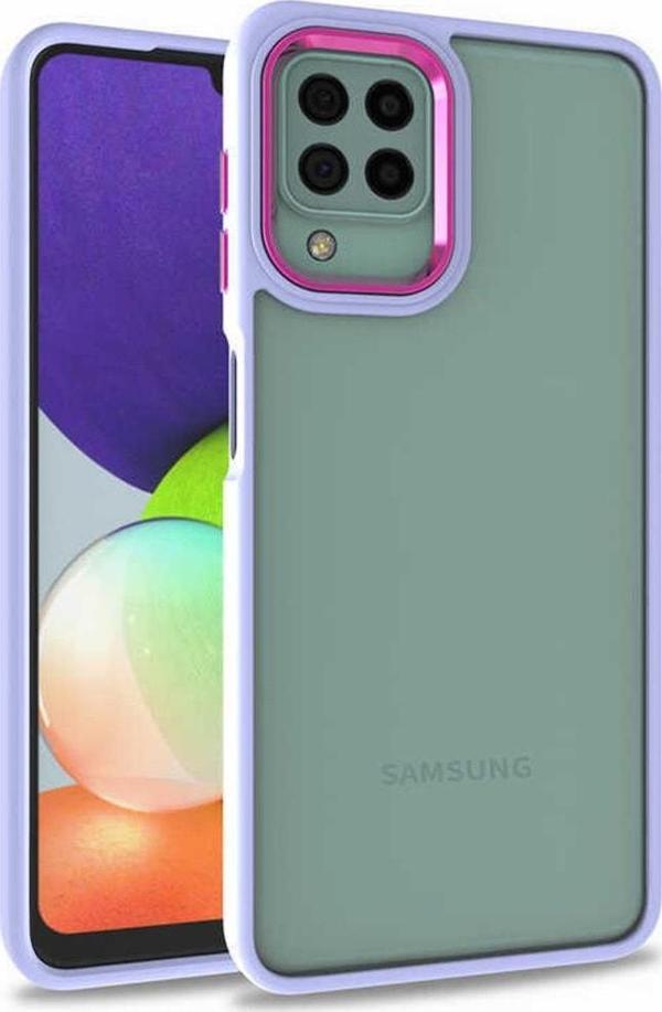 Coverzone Galaxy A22 4g Ile Uyumlu Kılıf Kontrast Renk Tasarımlı Cynosure Kapak Lila - Image 1
