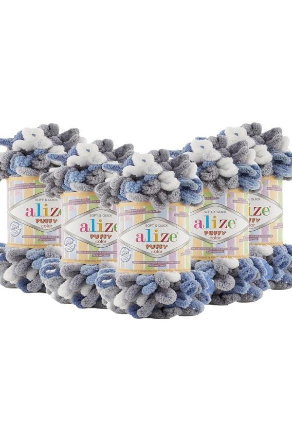 Alize Puffy 6075 Mavi , Gri ( 5 Adet ) - Image 1