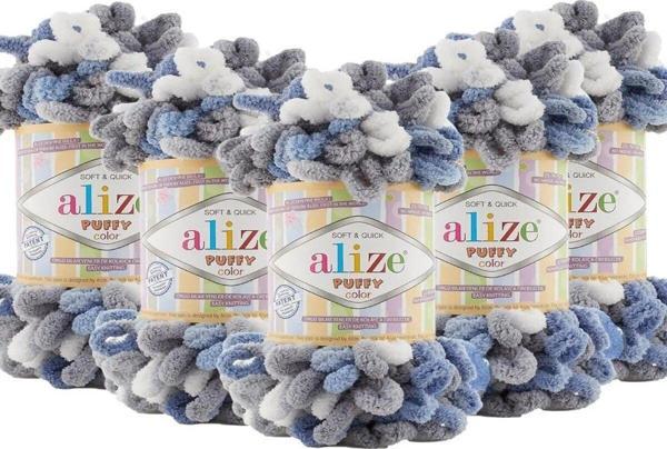 Alize Puffy 6075 Mavi , Gri ( 5 Adet ) - Image 1