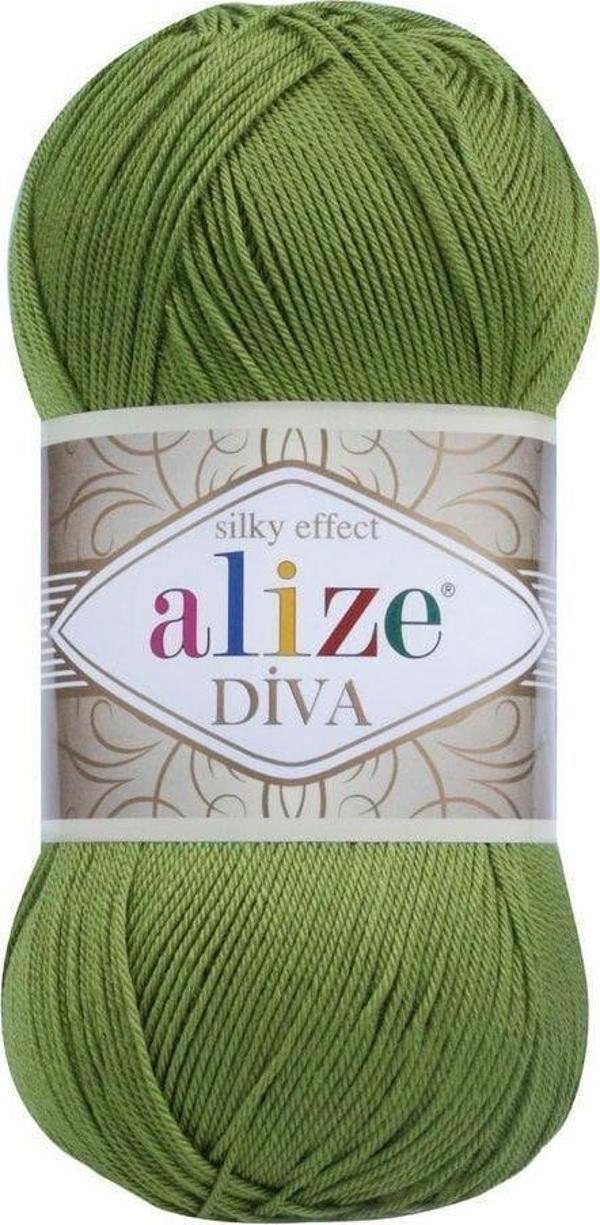 Alize 5 Adet Diva Merserize Ince Ip Yazlık Bikini Bustiyer Bluz Örgü Ipi 210 Yeşil-Elma Yeşili - Image 1